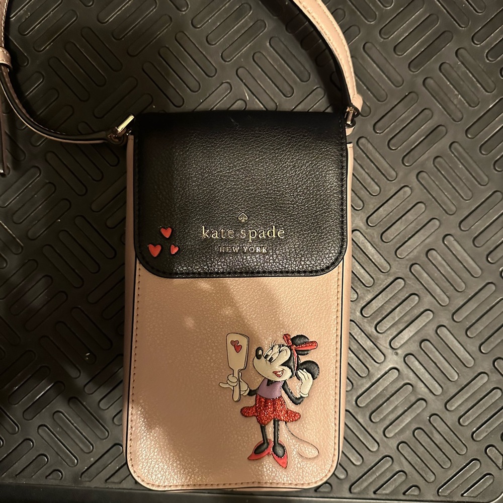 Kate Spade Black and Pink Crossbody Bag with Floral Design